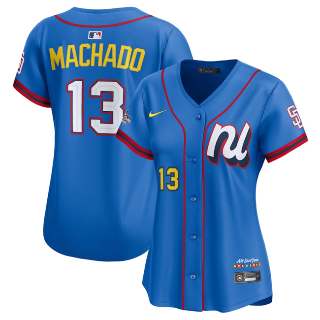 Women's Blue National League #13 Manny Machado 2025 All-Star Edition Limited Stitched Baseball Jersey(Run Small)